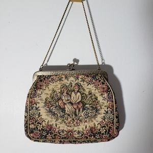 C8,150 JR Miami Tapestry Kisslock Bag Clutch Vintage